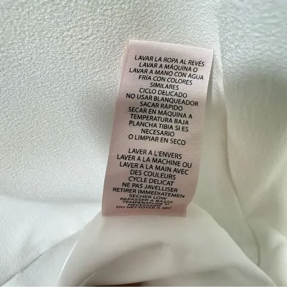 NANETTE LEPORE White BELLA DONNA Dress 4 Bell Sleeves Flounce Contrast Edge NWT - Picture 13 of 14